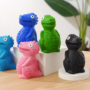 Jouet à mâcher indestructible pour chien, en caoutchouc, motif dinosaure de dessin animé, durable, pour la dentition et la distribution de friandises, jouet de puzzle pour chien - Product Image 2
