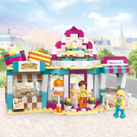 COGO No.4574 Scène de rue Boulangerie 348PCS Jeu de blocs de construction Jouet cadeau pour fille Jeu de blocs de construction en briques