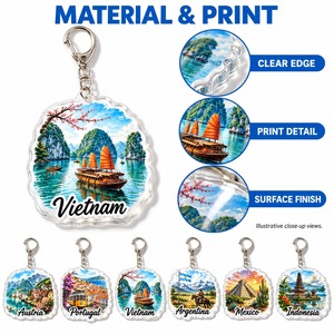 พวงกุญแจอะคริลิคสั่งทำ 6 ชิ้น รูปโคมไฟเรือจังหวะทะเลสาบฮาลอง เวียดนาม ขายส่งของที่ระลึก - Product Image 4