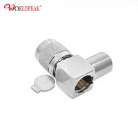 Conector RF Triaxial Triax TRT Macho de Ángulo Recto con Abrazadera para Cable Triaxial TRX316, Conector Coaxial RF de Alta Blindaje