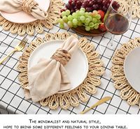 Sets de table ronds tressés en rotin naturel pour table à manger, dessous de plat creux en osier pour Thanksgiving et Noël
