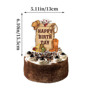 Wild West <span class=keywords><strong>Cowboy</strong></span> tema cumpleaños fiesta decoración Feliz cumpleaños bandera pastel Plugin globo tarjeta conjunto al por mayor - Product Image 4