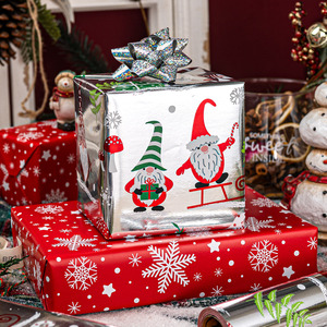 Christmas Gnomes and Snowflakes <b>Pattern</b> Gift Wrapping <b>Paper</b> Double-Sided Metallized Art <b>Paper</b> for Holiday Packaging - Product Image 1