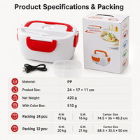 Lebensmittelechte Gut Abdichtende PP Thermische Lunchbox Bento-Box mit 2 Fächern Elektrisch Beheizbare Lunchbox für Büro Schule Reisen