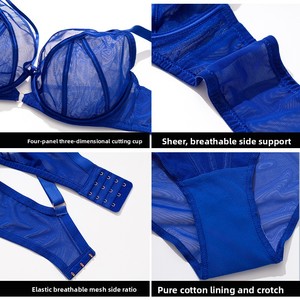 <span class=keywords><strong>Soutien</strong></span>-<span class=keywords><strong>gorge</strong></span> push-up à armatures en dentelle pour femmes grandes tailles Zoyiame, avec bonnets couvrants et 3 rangées de crochets ajustables - Product Image 3