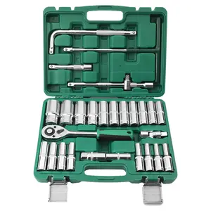 28 Pieces Multi Repair Automobile Tools Set Mechanic Ratchet Wrench Socket Set 1/2 House Complete Auto Tool Kits For Car Box