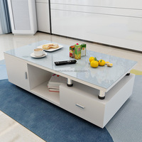 Table basse intelligente multifonctionnelle moderne en bois rectangulaire blanc et noir pour le salon