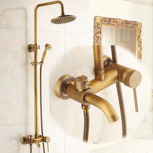 Ensemble de douche de salle de bain en laiton poli moderne de luxe avec poignée unique thermostatique, jet de pluie et barre coulissante - Product Image 2