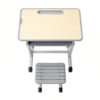 Ensemble de bureau et chaise scolaire en métal robuste et moderne avec tiroir verrouillable, patère à vêtements, pour usage hospitalier, certifié ISO, mobilier étudiant