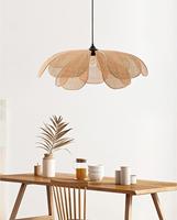 Tissé à la main en forme de fleur Designer Palmier Abat-jour Rotin Suspension Lustre Wabi Sabi Plafond Lampes Suspendues