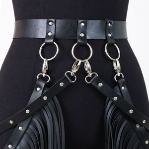 Nouveau Sexy Harajuku cuir Punk Goth <span class=keywords><strong>porte</strong></span>-jarretelles hommes jambe anneau bretelles bretelles glands taille corps harnais jarretière - Product Image 6