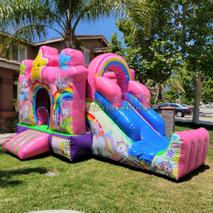 Castillo inflable con tobogán para fiestas infantiles al aire libre, con diseño de unicornio. - Product Image 5