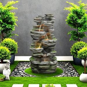 Grande fontaine de cascade en <span class=keywords><strong>pierre</strong></span> de polyrésine artificielle rougeoyante décoration extérieure de <span class=keywords><strong>jardin</strong></span> <span class=keywords><strong>avec</strong></span> le style moderne de LED - Product Image 6