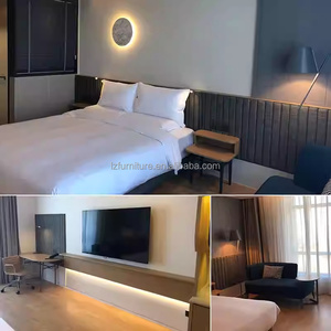 Muebles de dormitorio de hotel modernos y económicos, juegos completos de habitación con marco de cama de madera, colchón, estación de trabajo, armario y soportes para TV - Product Image 5