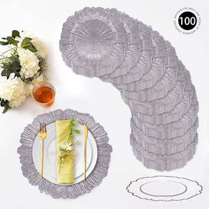 Platos de Presentación de Lujo Plateados de 13 Pulgadas, Modernos y Transparentes, para Bodas, Cenas, Fiestas de Cumpleaños, Restaurantes y Eventos - Product Image 4