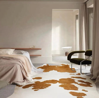 Tapis d'intérieur à imprimé vache, tapis imprimés d'animaux mignons pour la chambre à coucher, le salon, décoration rustique de style western, tapis en peau de vache