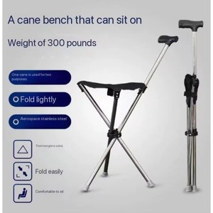 <b>Lightweight</b> Multi-Functional Anti-Slip Elderly Cane Portable Outdoor Triangular Folding Hiking Stick with <b>Iron</b> Tip Modern Style - Product Image 5