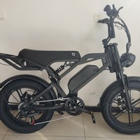 Bicicleta Eléctrica Todoterreno de 20 Pulgadas con Motor de 48V en la Rueda Trasera, Neumáticos Anchos, Asistencia Eléctrica, para Nieve y Playa, V8 Racing, Frenos de Disco Dobles