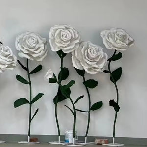 Juego de flores de rosas blancas de papel gigante de alta calidad, arreglo de flores artificiales para boda, accesorios florales de rosas románticas grandes - Product Image 4