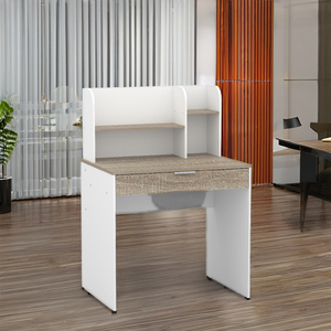 Escritorio de estudio con cajón, combinación de color sonoma y blanco, hecho de tablero de partículas de primera calidad con laminado de papel para uso de estudio. - Product Image 4