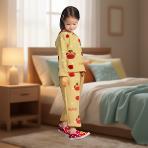 Te280r1 Pijamas de lana para niñas, ropa de dormir de invierno suave y acogedora con estampado de dibujos animados de manga larga, ajuste regular para niños - Product Image 2