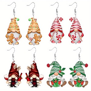 Boucles d'oreilles pendantes en acrylique pour femmes Accessoires de vacances pour mariage et fête Noël Bijoux nains Cadeau pour femme - Product Image 6