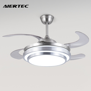 42''Indoor Silver Multifunctional Chandelier Ceil Fan <b>Light</b> Pendant Retractable Led <b>Ceiling</b> Fan With Led <b>Light</b> Ceil and <b>Remote</b> - Product Image 1