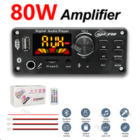 Placa Decodificadora MP3 con Amplificador de 80W (2*40W) para CC 8V-24V, Reproductor MP3 con Módulo USB V5.0, Radio FM, AUX, Grabación y Altavoz de Plástico