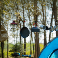Corde à linge portable coupe-vent pour extérieur, corde à linge multifonctionnelle pour camping, corde réglable avec pinces à linge, corde de suspension pour auvent