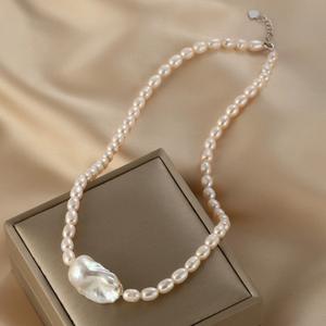 Collar con Colgante Barroco Natural con Diseño de Lujo Ligero para Cadena de Cuentas Xiaomi, Cadena de Clavícula Irregular de Plata S925 - Product Image 4