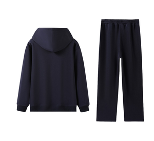 Ensemble sweat à capuche et pantalon de survêtement évasé Lulu pour homme, 300G, tricoté uni, séchage rapide, respirant, personnalisé, teint uni, polyester/coton - Product Image 1