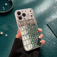 Étui de téléphone pour iPhone en similicuir de crocodile, tendance, antichoc, luxe