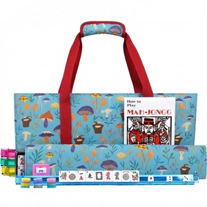 Sac de Mahjong Américain Pliable de Luxe en Toile, Ensemble Cosmétique Portable Trois Pièces, Grande Capacité, Support de Rangement Mahj-Tils, Multi-Couleurs - Product Image 3