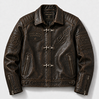 Blouson en cuir vintage personnalisé pour homme, style motard, effet vieilli et craquelé, usine de blousons en cuir OEM à marque privée