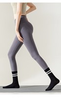 Chaussettes de yoga pour femmes à bout ouvert, rayées, tricotées, avec semelle en tissu éponge et grip antidérapant en silicone, pour Pilates, danse et fitness, vente en gros OEM