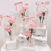 Caja de Papel Transparente para Flores Pequeñas, Estilo Simple, Caja de PVC para una Sola Rosa, Caja Portátil para Arreglos Florales, Caja de Regalo para Flores