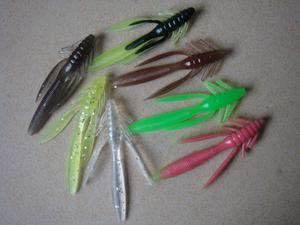 Haute flexibilité TPR TPE 75mm 3g queue vibration couleur unique avec paillettes leurres de pêche souples avec hameçon jig leurre de poisson souple - Product Image 4