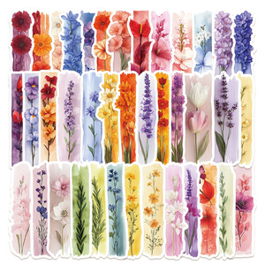50PCS Waterproof watercolor plant aesthetic flower sticker