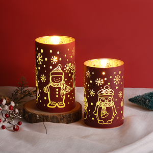 Décoration de Noël en forme de bonhomme de neige à <span class=keywords><strong>flamme</strong></span> réelle 3D de Matti, fonctionnant sur piles, avec télécommande, en cire de paraffine, verre <span class=keywords><strong>LED</strong></span> <span class=keywords><strong>rouge</strong></span>, <span class=keywords><strong>bougie</strong></span> <span class=keywords><strong>LED</strong></span> en verre - Product Image 2
