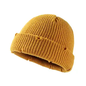 Chapeau en tricot de crâne de Melon rétro personnalisé Hip Hop pour hommes et femmes, Cool Street, laine au Crochet, bonnets en détresse