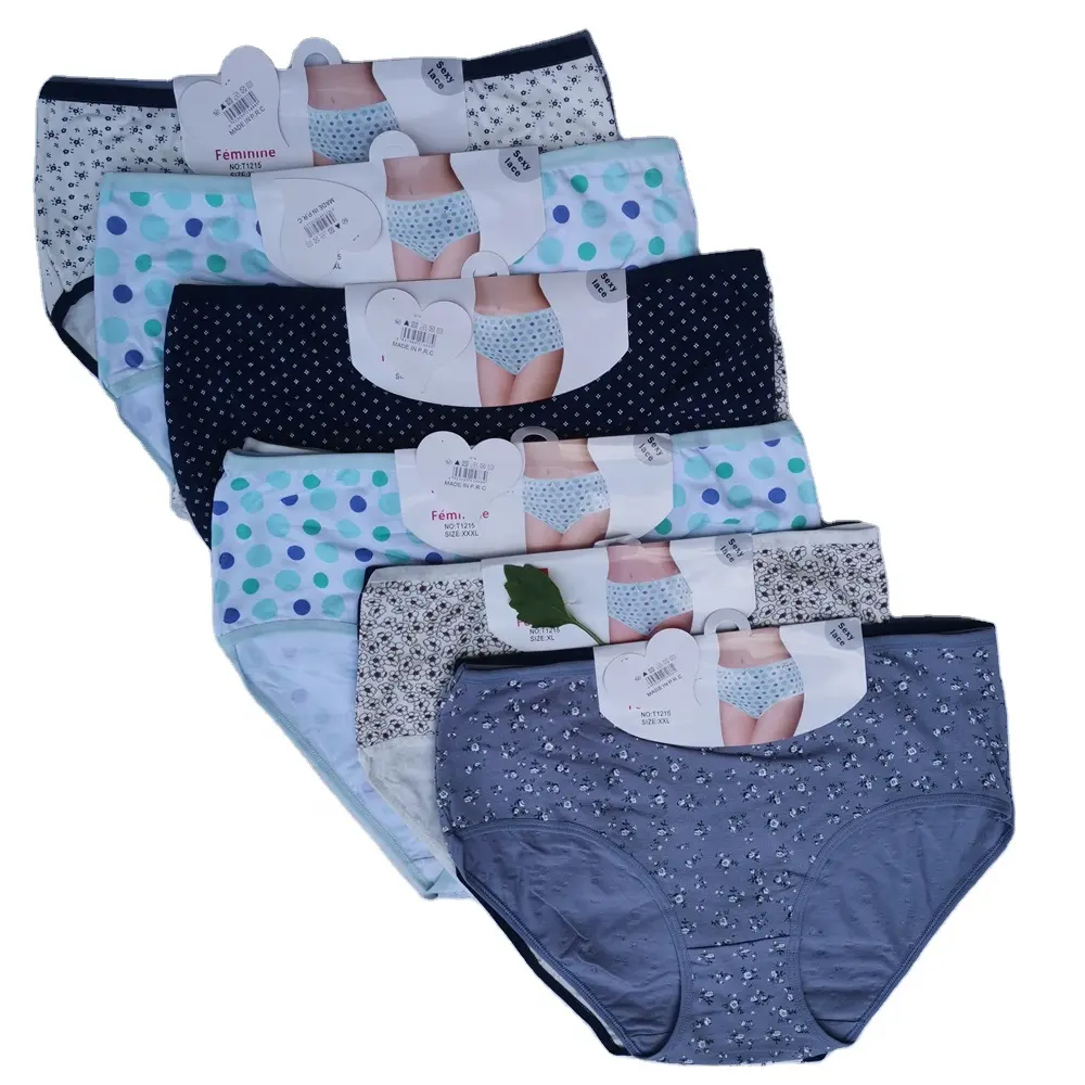 YCH Wholesale Women Underwear Panties With Paper Card High Waist Through Briefs Fat Women Plus Size Panties