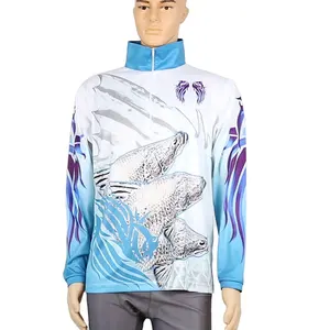 Professional sublimation custom made fishing jersey long sleeve fishing shirts