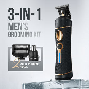 PRITECH Nouveau Kit de Toilettage 3-en-1 Lavable et Rechargeable Sans Fil pour Hommes : Rasoir, Tondeuse <span class=keywords><strong>à</strong></span> Barbe et Tondeuse Nez-Poils - Product Image 1
