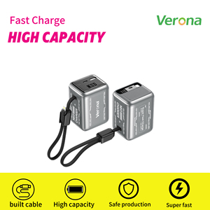 Cargador Rápido 2 en 1 con Tecnología GaN, Batería Externa de Alta Capacidad de 10000 mAh con Pantalla LED, Cable Retráctil, Portátil - Product Image 2