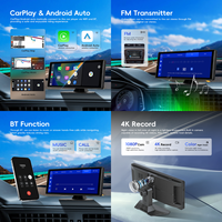 Podofo 10.26'' Caméra de tableau de bord portable sans fil CarPlay Android Auto rotative à 180° 4K double objectif DVR pour voitures, camions, fourgonnettes OEM