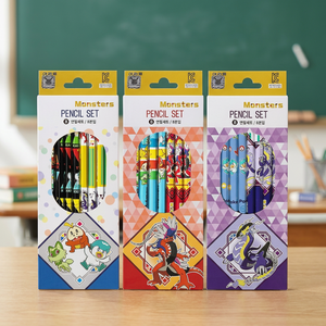Ensemble de crayons 8 pièces, mine noire, 12 boîtes, papeterie coréenne pour enfants, crayons d'écriture mignons à l'effigie de Pikaed, modèle scolaire AB0178 - Product Image 2