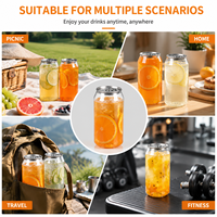 Boîtes de bière en plastique PET transparent de qualité alimentaire avec logo personnalisé, 250 ml à 900 ml, avec couvercles en aluminium à anneau de traction pour l'emballage de boissons, de thé et de jus.