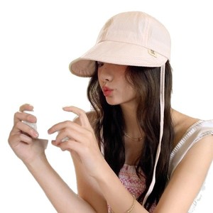 Korean Dongdaemun <b>Summer</b> Sunshade <b>Hat</b> For Women Striped Lightweight Foldable Duckbill Bucket <b>Hat</b> Rose Pink Breathable Sunscreen - Product Image 5
