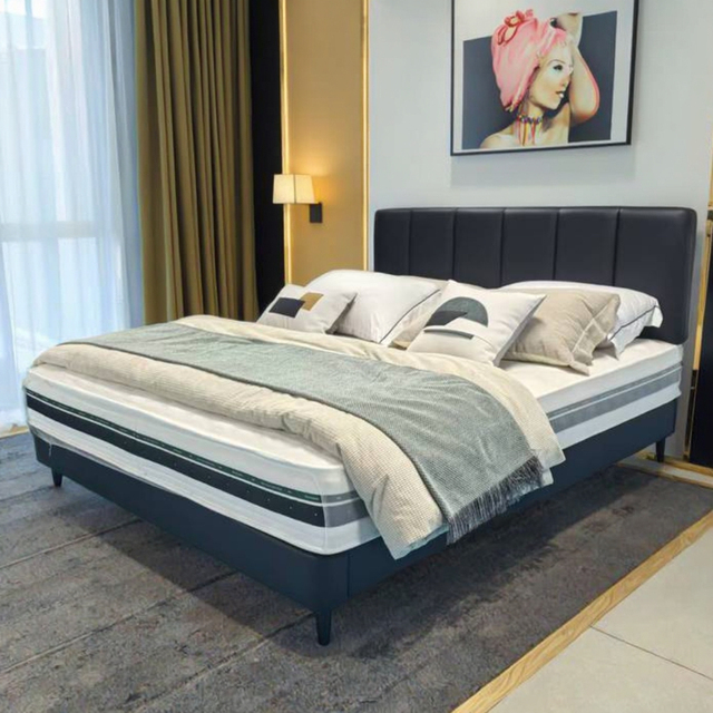 Modern Full-size Cheap Price Soft Leather Bed Upholstered Headboard Bedroom Bed Classic Style for Home Apartment Master Bedroom