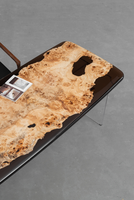 Table à manger en résine de peuplier française de style moderne européen à bords arrondis, convient aux bureaux d'écriture et aux bureaux